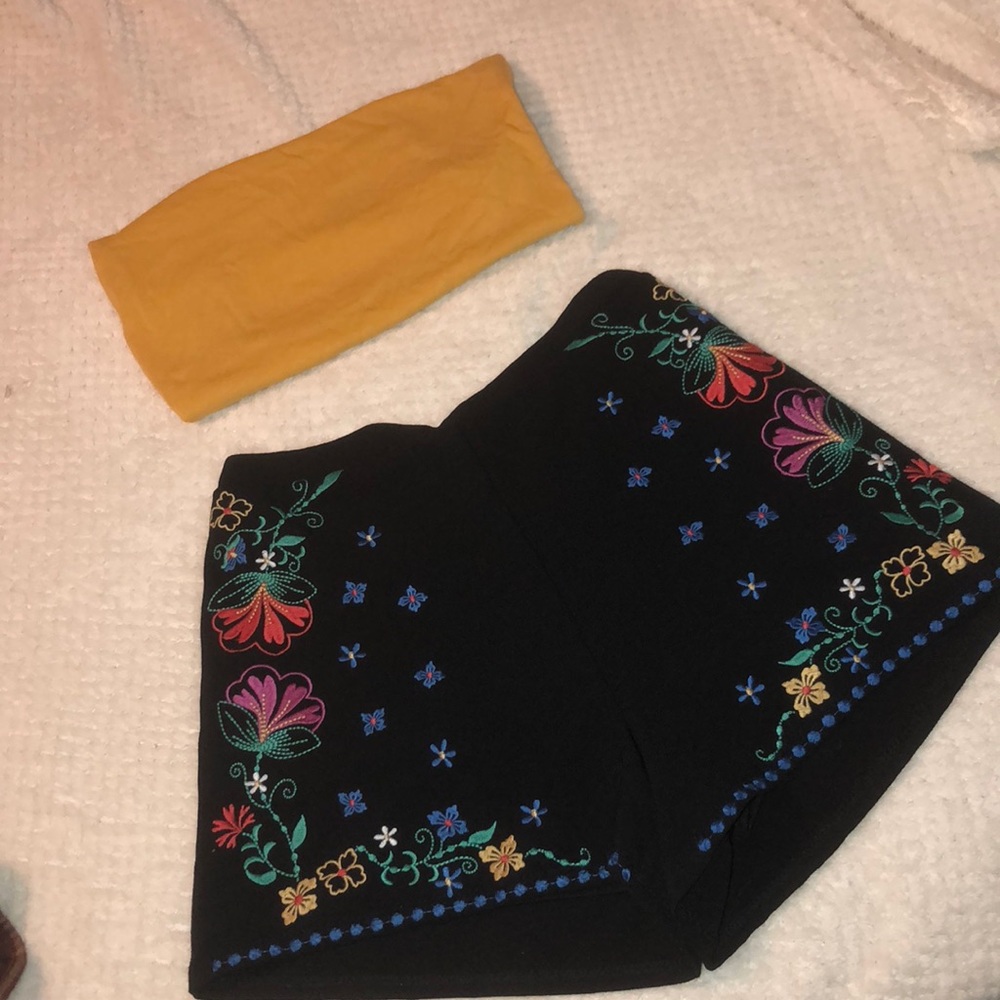 Colorful high waisted boho shorts